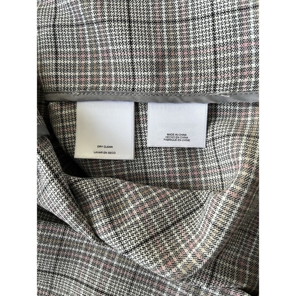 KASPER, BLAZER N PANTS  10 GRAY LIGHT PINK PLAID ANKLE CROPPED MID RISE NWOT - Picture 13 of 16